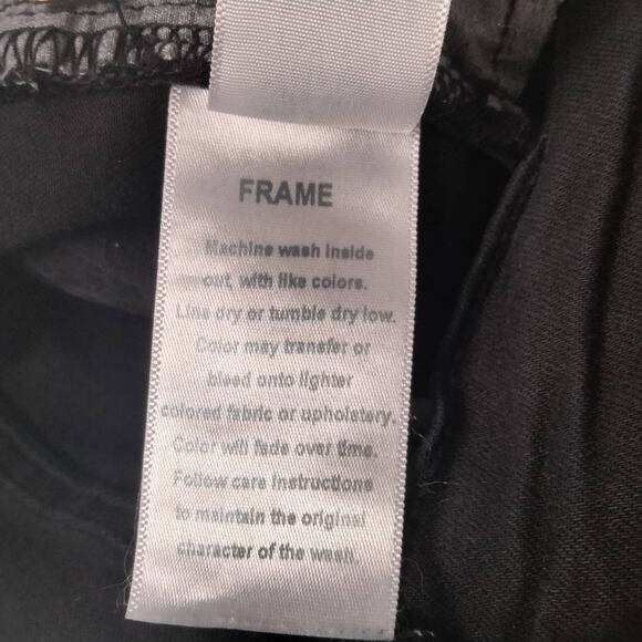 Frame Women's Sz 25 Black Jeans 'Le Skinny de Jeanne' Distressed Stretch Denim - Picture 6 of 8